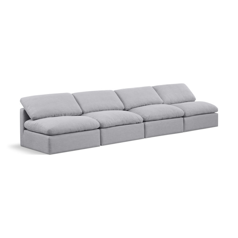 Itala Upholstered 140'' Sofa, Grey Linen Textured Fabric