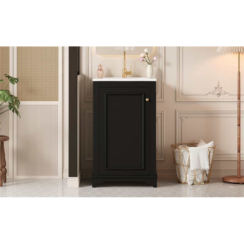 Meuble-lavabo de 20 pouces avec lavabo en céramique, Noir