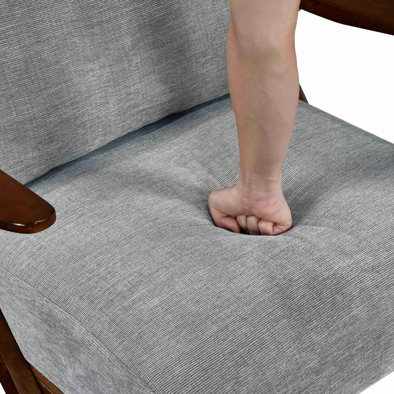 Chaise d'appoint Mid-Century de style moderne avec structure en bois d'hévéa massif et coussin d'assise confortable en chenille rembourrée