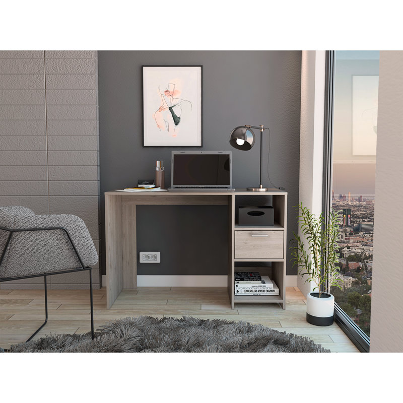 Omma Computer Desk, One Drawer, Two Shelves