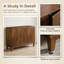 Buffet avec rangement, armoire décorative à rayures verticales, tablettes réglables, armoire de rangement polyvalente, style Mid-Century moderne, noir-1003368780