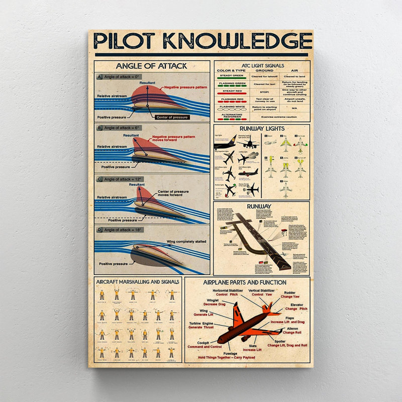 Pilot Pilot - 1 pièce, impression sur toile tendue, H 14 po x l 11 po x P 1,25 po