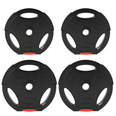 Set of 4 1-Inch Weight Plates with 3 Grips, 2 x 17lbs + 2 x 11lbs