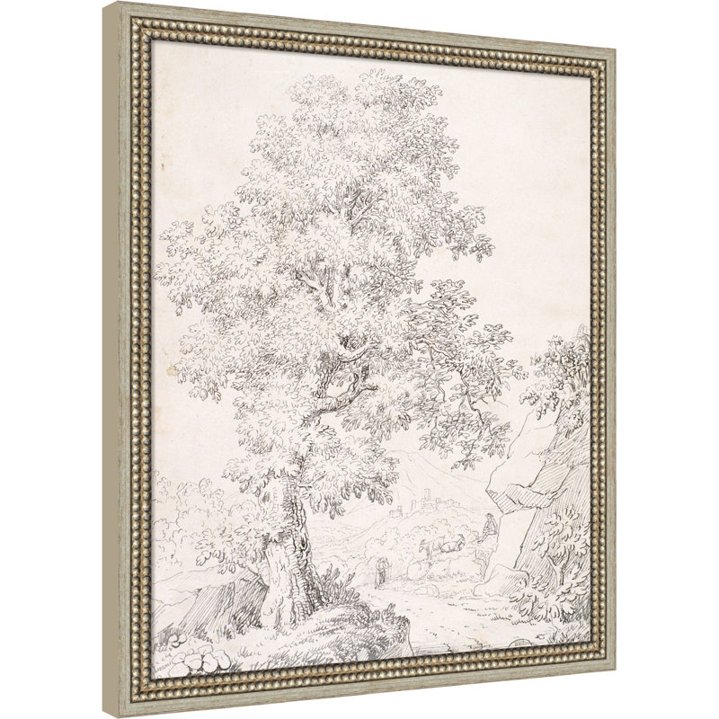 «Landscape A Shepherd and His Goats Walking By A Tree» par I Inghivami, art mural sur toile, Argent Castellan, 24 x 20