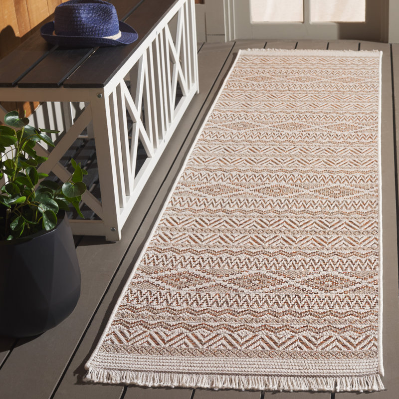 Tapis orange / beige Wicker 152, Tapis de couloir 2 pi 2 po x 8 pi
