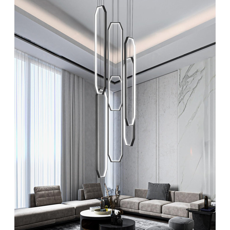 Lustre 6 lumières DEL, Matte Black, 138"
