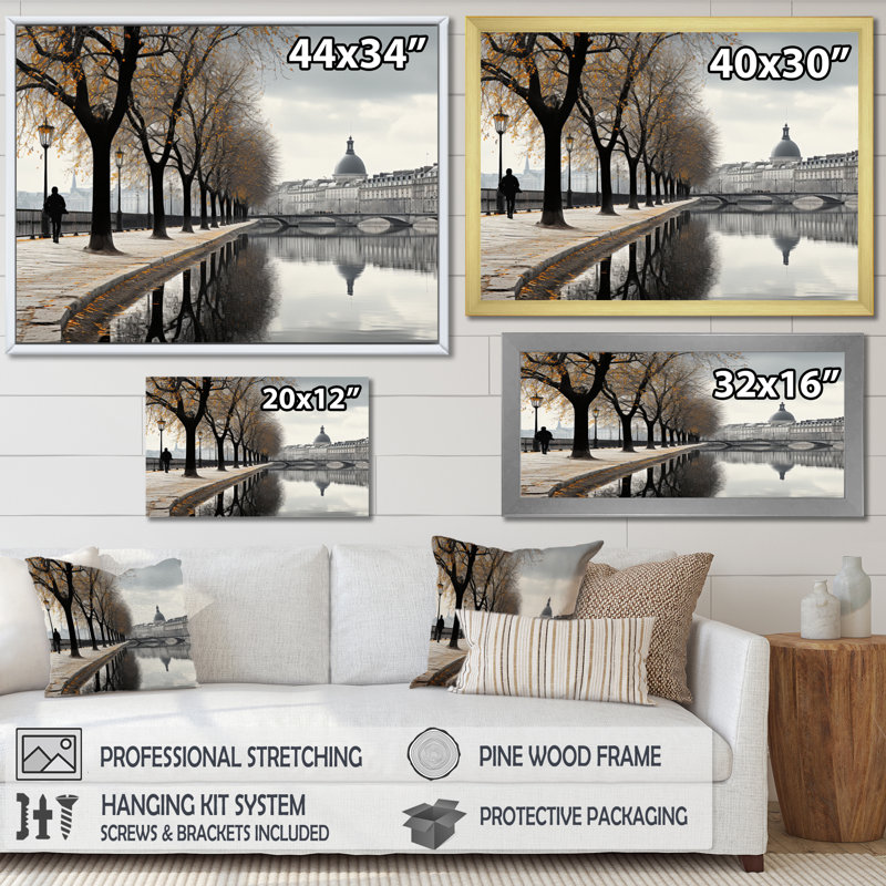 Paris lumière de Paris, Cadre flottant noir, H 30 po x l 40 po x P 1,5 po