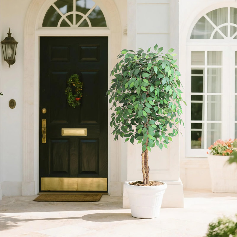 Ficus artificiel avec pot pour l'extérieur et l'intérieur, H 70 po x l 7 po x P 6 po