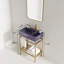 Meuble-lavabo 24 po avec lavabo en céramique, ensemble de lavabo console sur pied, lavabo rectangulaire en céramique mauve brillant sans robinet, pieds en métal ouverts, tablettes de rangement, doré