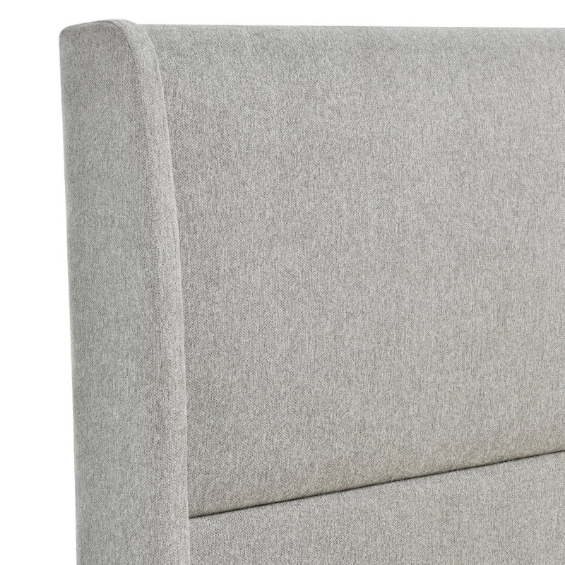 Ensemble de chambre à coucher avec lit tapissier à oreilles avec deux tables de chevet 3 pièces Arles, Gris clair