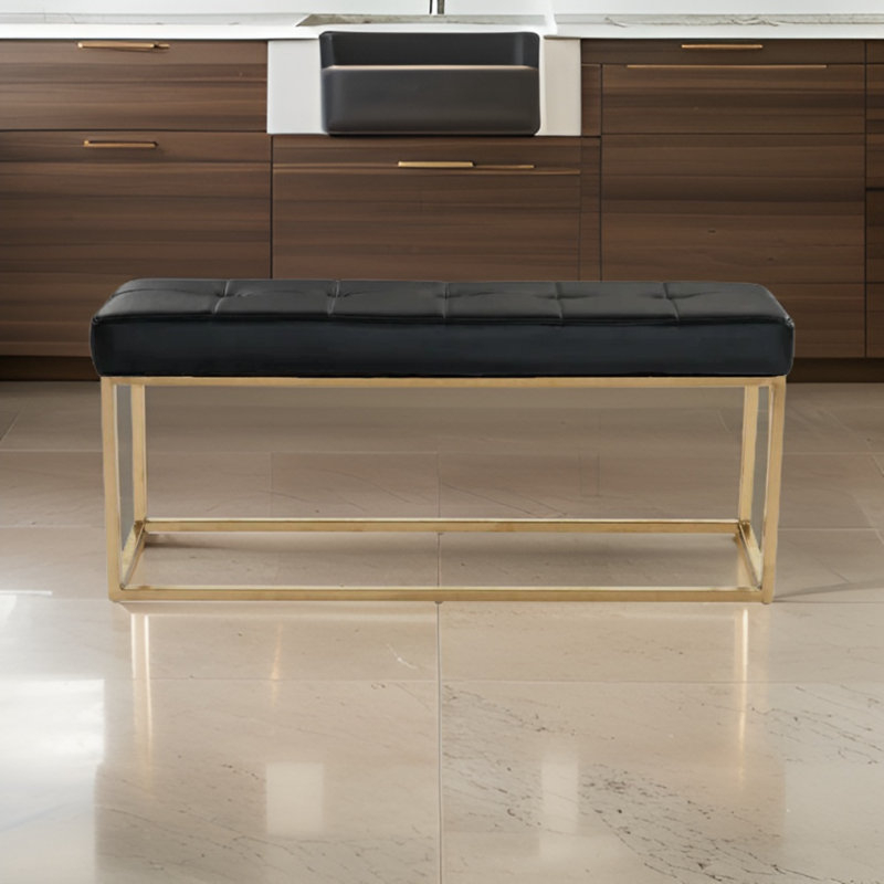 Chepstow Faux Leather Upholstered Bench, Black, Gold