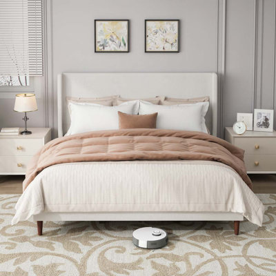 Chenille Fabric Upholstered Bed
