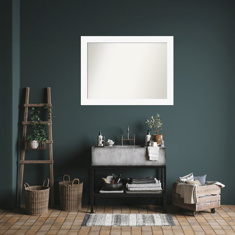 Miroir mural Jini, Rectangle, 32,5 po x 43,5 po, Blanc