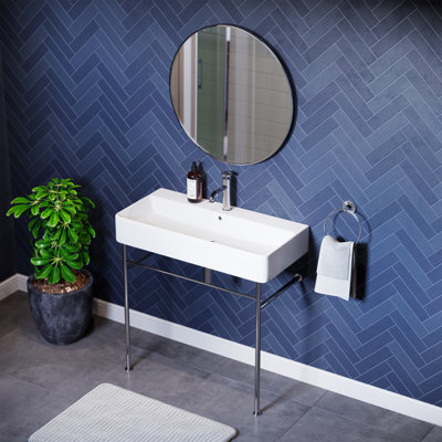 Carre Claire 40 Ceramic Console Sink Matte Black Basin
