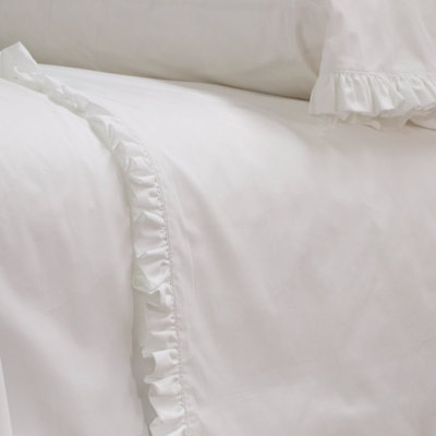 Audrey Ruffle Cotton Percale King Sheet Set
