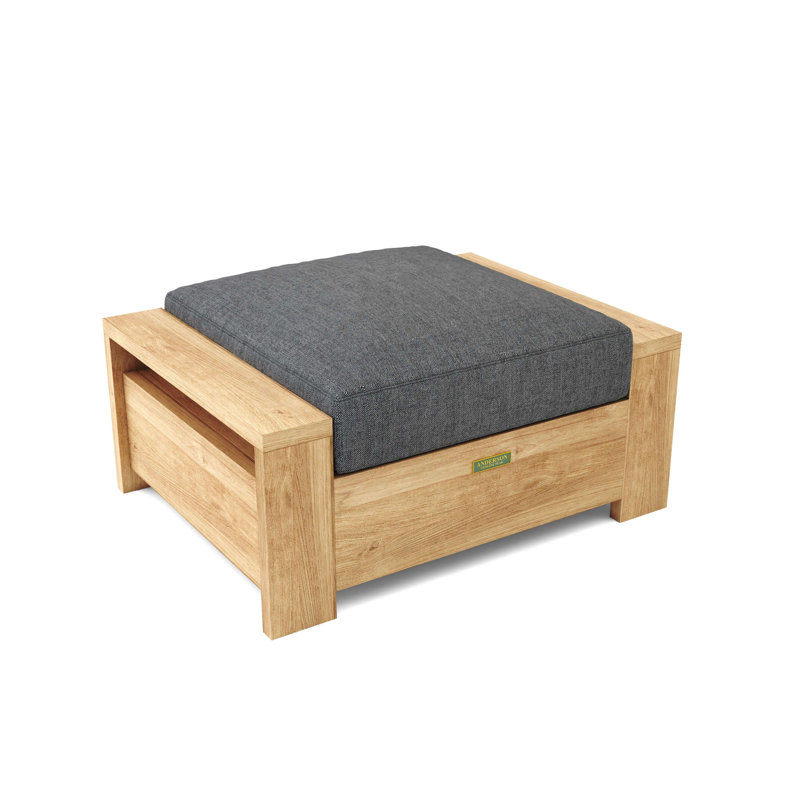 Madera Outdoor Teak Ottoman, Cast Charcoal