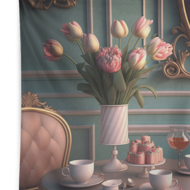 Tapisserie d'intérieur en polyester tulipes roses en polyester Roccoco III, H 32 po x l 39 po