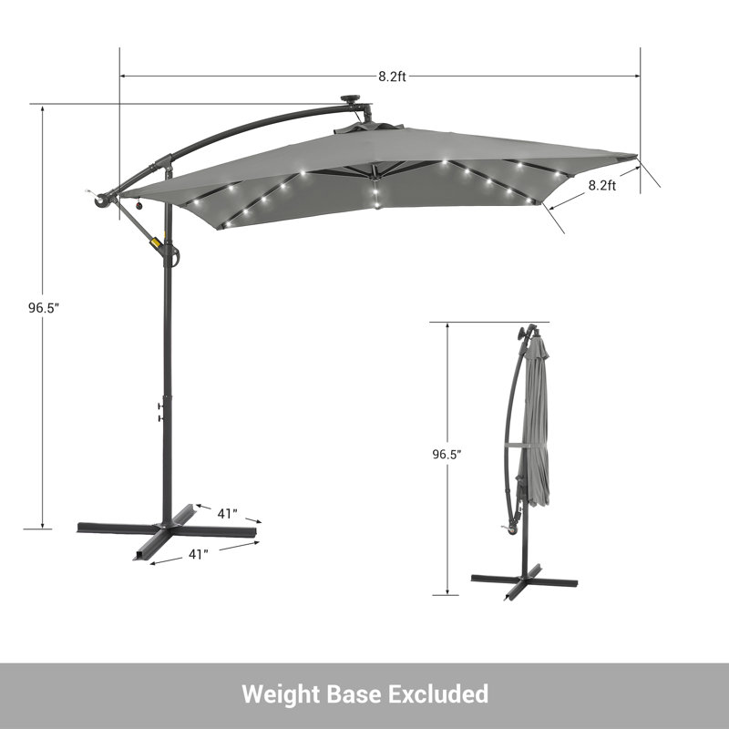  Parasol en porte-à-faux 8 pi 2 po, Gris