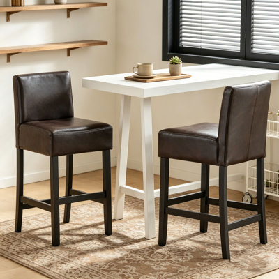 Tabouret de comptoir de 26 po en cuir brun