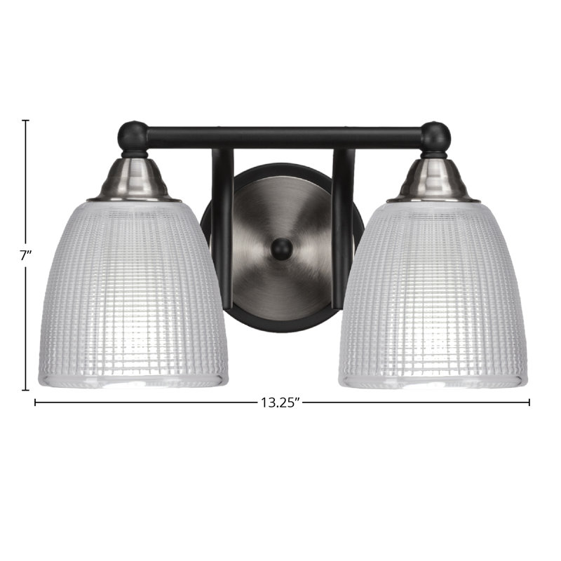 Michell 2-Light Bath Bar, Matte Black/Brushed Nickel