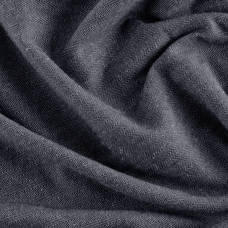 Waubun 100% Sustainable Cotton Blend Chevron Texture Unlined Light Filtering Rod Pocket Panel, 48" W x 63" L, Navy