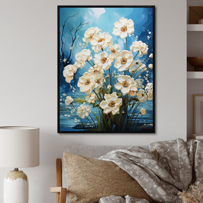 «Blue Flower In Popcorn Serenade», reproduction d'art sur toile