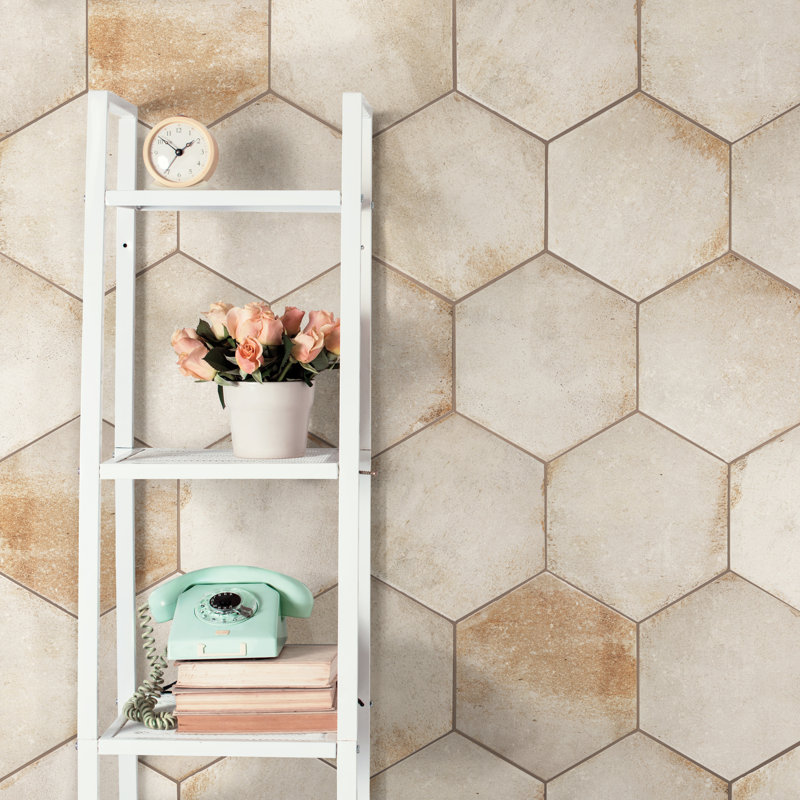 D'Anticatto Hex Bianco 11" x 13" Porcelain Concrete Look Wall & Floor Tile