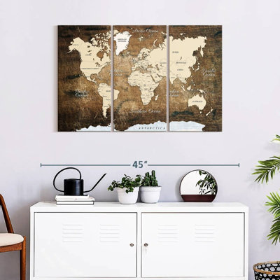 Carte rétro sur bois, reproduction d'art sur toile