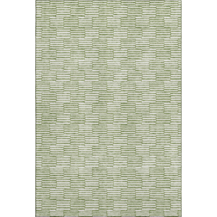 Premium Machine Washable Prisco Green Rug