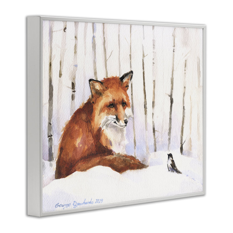 Giclée encadrée de la réunion du renard et du moineau, conception de George Dyachenko, H 11 po x l 14 po