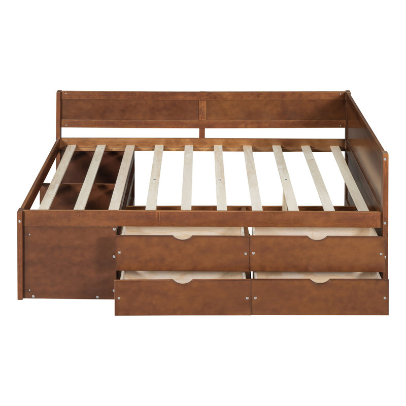 Daybed With Drawers And Shelves, Walnut, Full