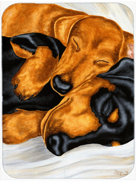 Caroline's Treasures Dachshund Snuggles Glass Cutting Board