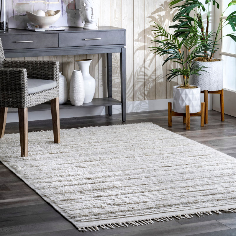 Tapis gris noué à la main Mehaya, Rectangle 5 pi x 8 pi