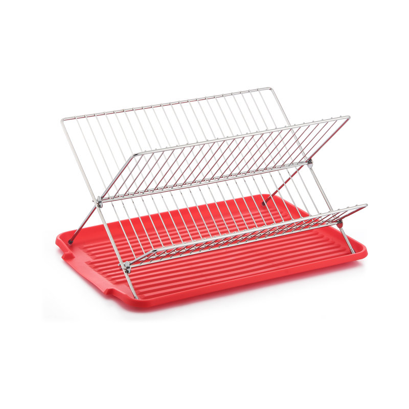 Pliable avec égouttoir à vaisselle, Rouge