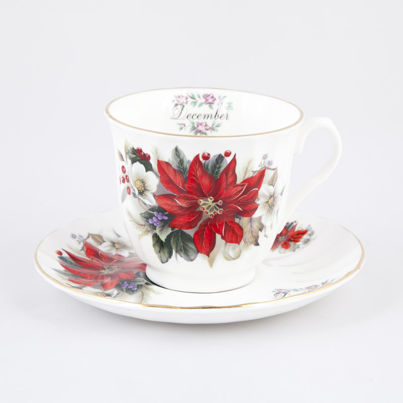Flowers Of The Month Bone China Teacup and Saucer