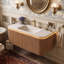 Meuble-lavabo mural simple 30 po avec plateau en marbre-380982478