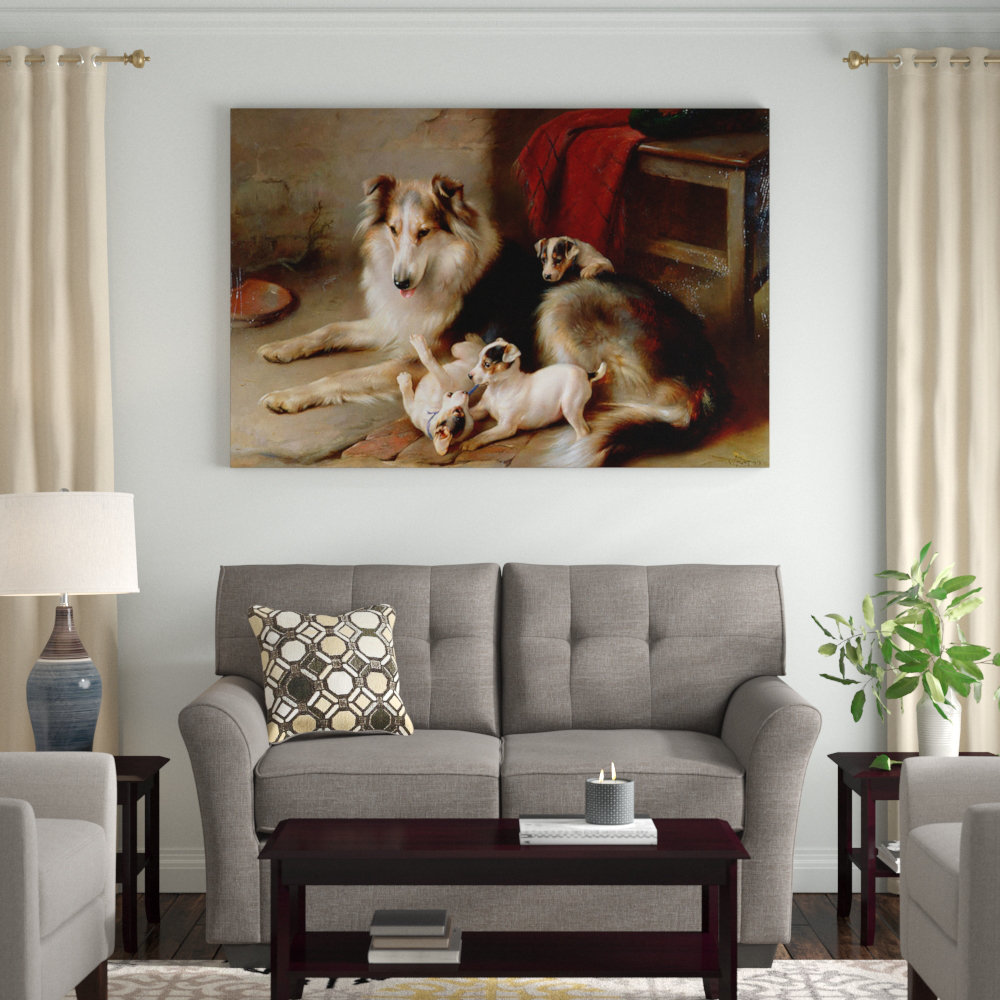 East Urban Home A Collie with Fox Terrier Puppies 1913 #39 Photographic