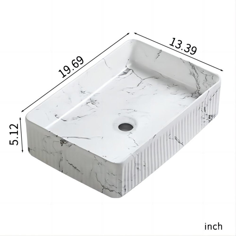 Lavabo de salle de bain vasque rectangulaire en céramique noire avec robinet 20 x 14 pouces Topcraft