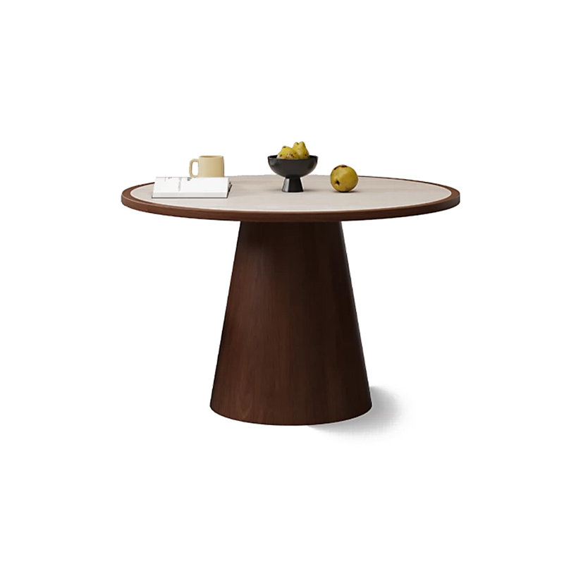 Beige Round Sintered Stone Dining table, 29.53"H x 43.31"L x 39.37"W