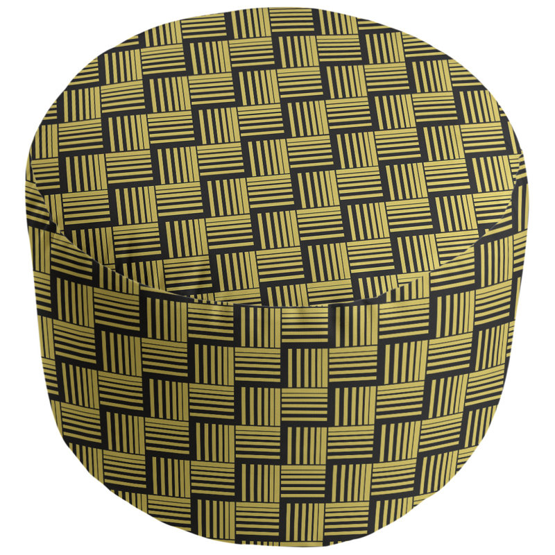 Upholstered Pouf, Yellow/Black