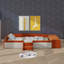 Lit de jour simple enveloppé dans un tissu doux, livré avec des marches et un repose-pieds avec vérin à gaz, équipé de garde-corps rembourrés-225329909