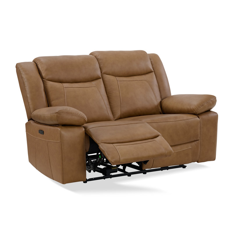 Wyatt 895L Leather Loveseat in Butternut , Butternut Top Grain Leather, 40.55" H x 68" W x 39" D