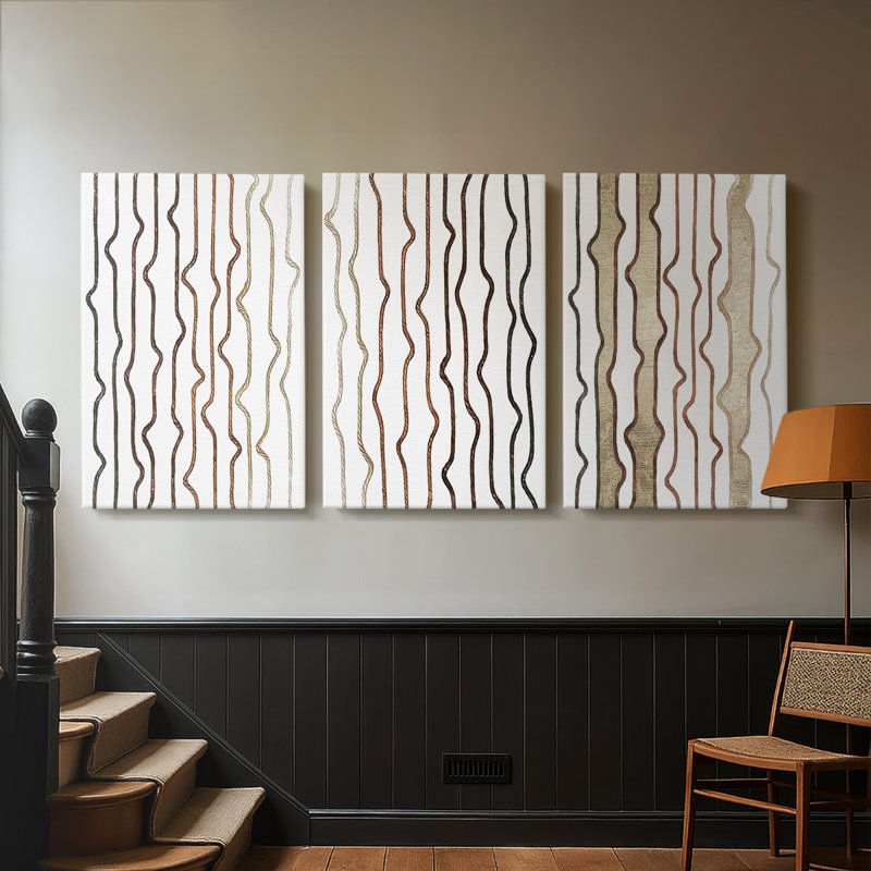 Jagged Flow I - Toile tendue avec châssis sur mesure - 3 pièces, H 12 po x l 24 po
