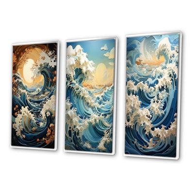 " Teal Kinetic Waves " 3 - Pieces