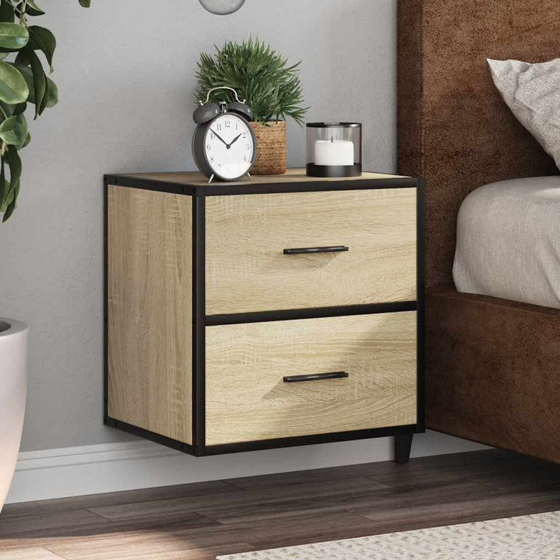 40cm W Metal Bedside Table, Sonoma Oak