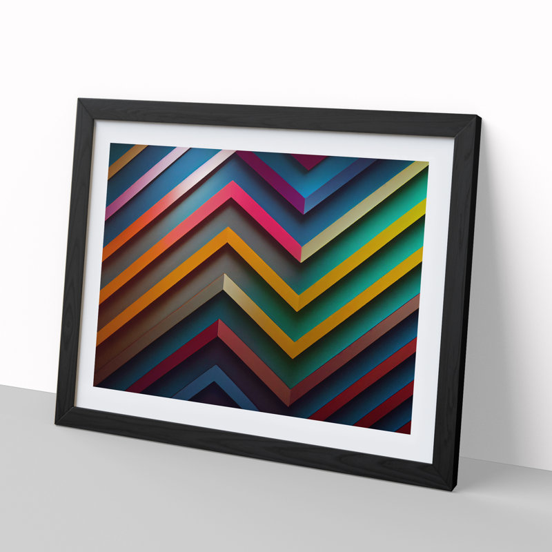 Chevron - Single Picture Frame Print, 46cm H x 64cm W x 2cm D, Black Framed