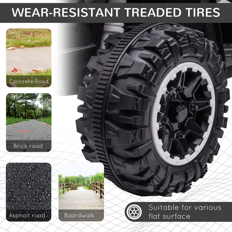 12V White Kids ATV Quad with Wear-Resistant Wheels