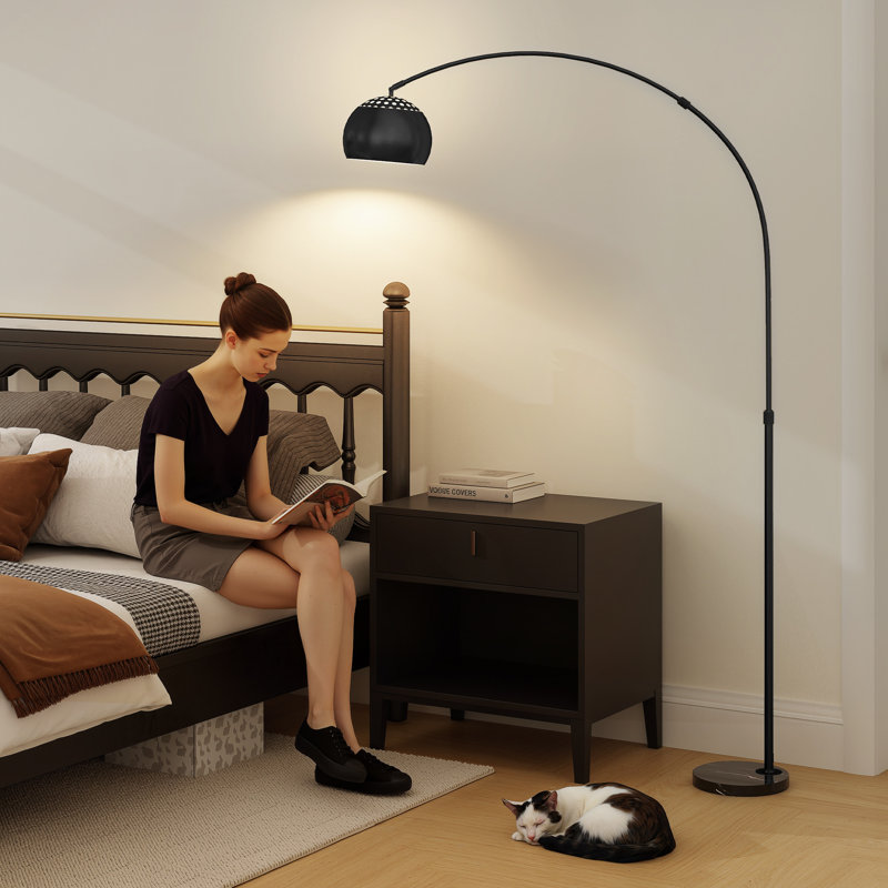 167cm Painted Arched Floor Lamp, Black