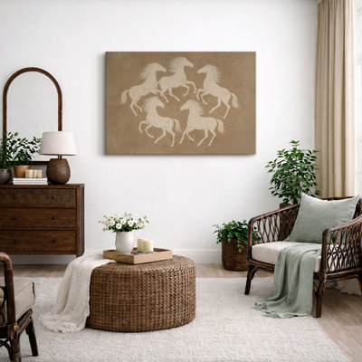 «Runing Horses», art animalier neutre, photos de salon, impression sur toile encadrée