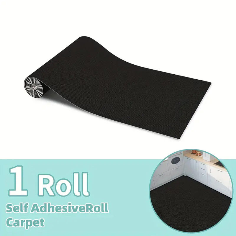 One Roll 24" W X 118" L Peel And Stick Luxury Carpet, Black